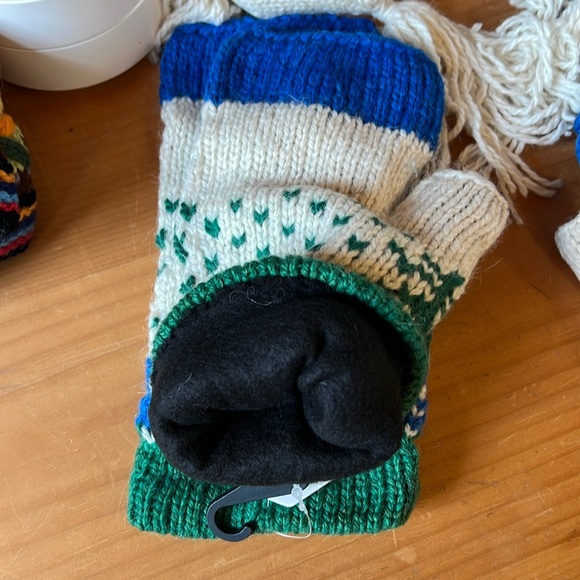 Alpaca Colorful Knit lined Fingerless Gloves gl305 - Picture 4 of 6